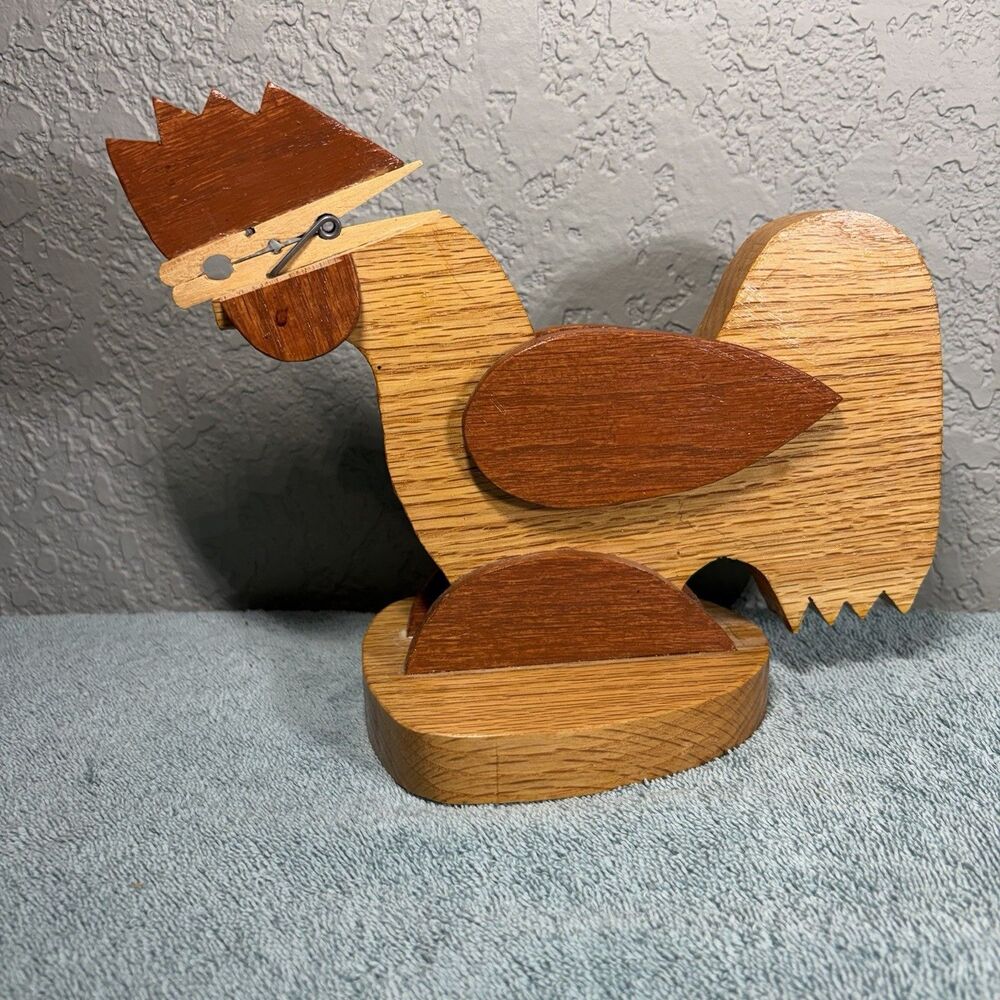 Handmade Wooden Rooster Recipe- Note Holder  Desk Organizer Cottage Core